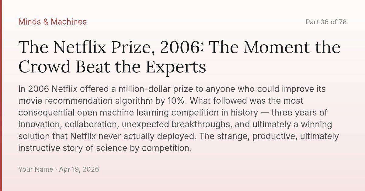 The Netflix Prize, 2006: The Moment the Crowd Beat the Experts