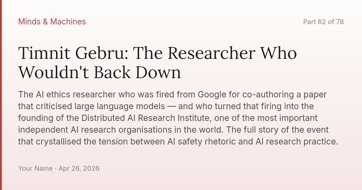 Timnit Gebru: The Researcher Who Wouldn't Back Down